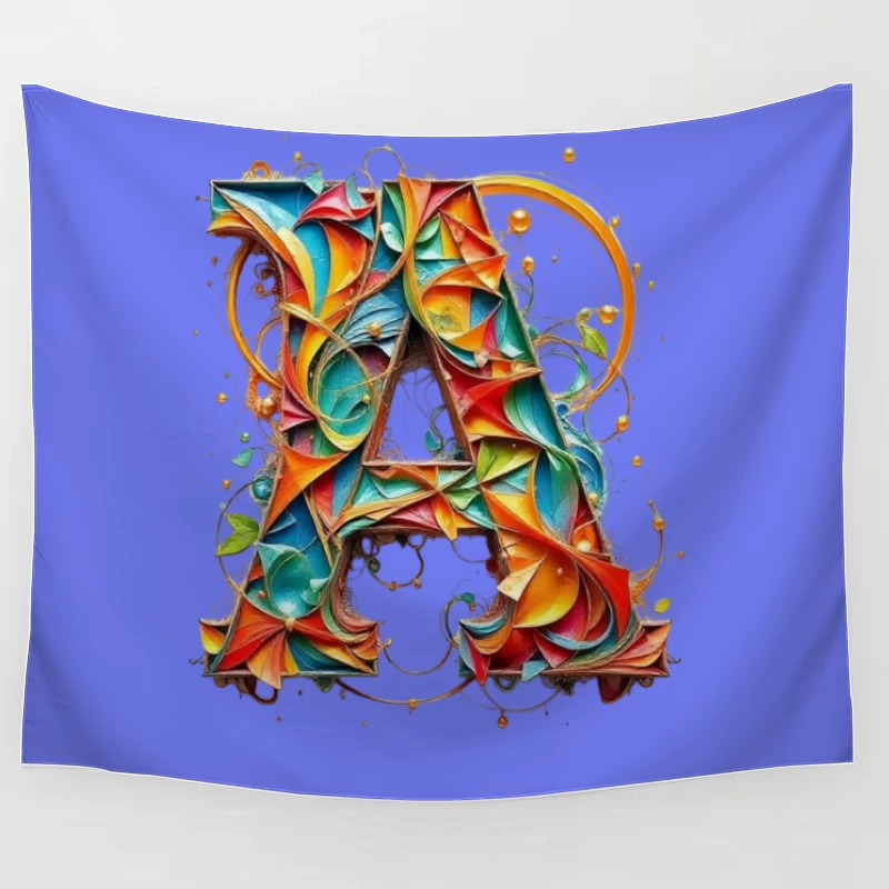 Vibrant Paper Quilled Letter A Typography Art Tapestry