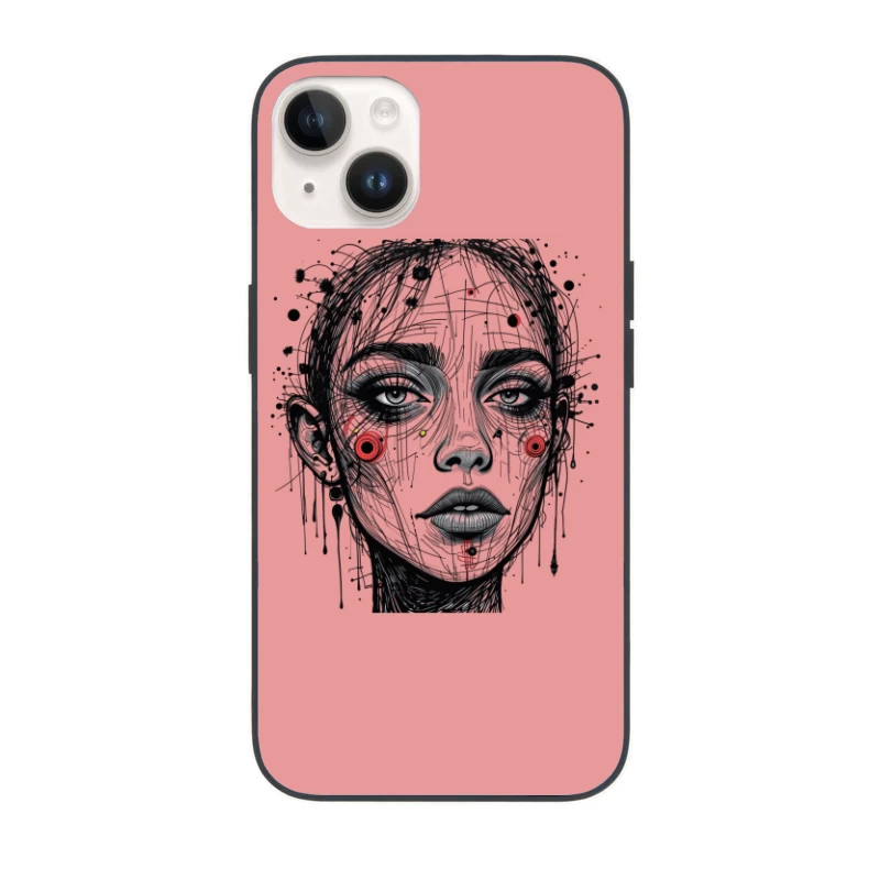 Futuristic Abstract Portrait Illustration iPhone Case