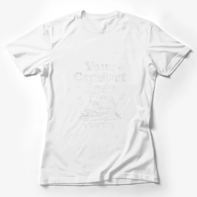 Comfort Zone Typography with Playful Dinosaur Design Female T-Shirt