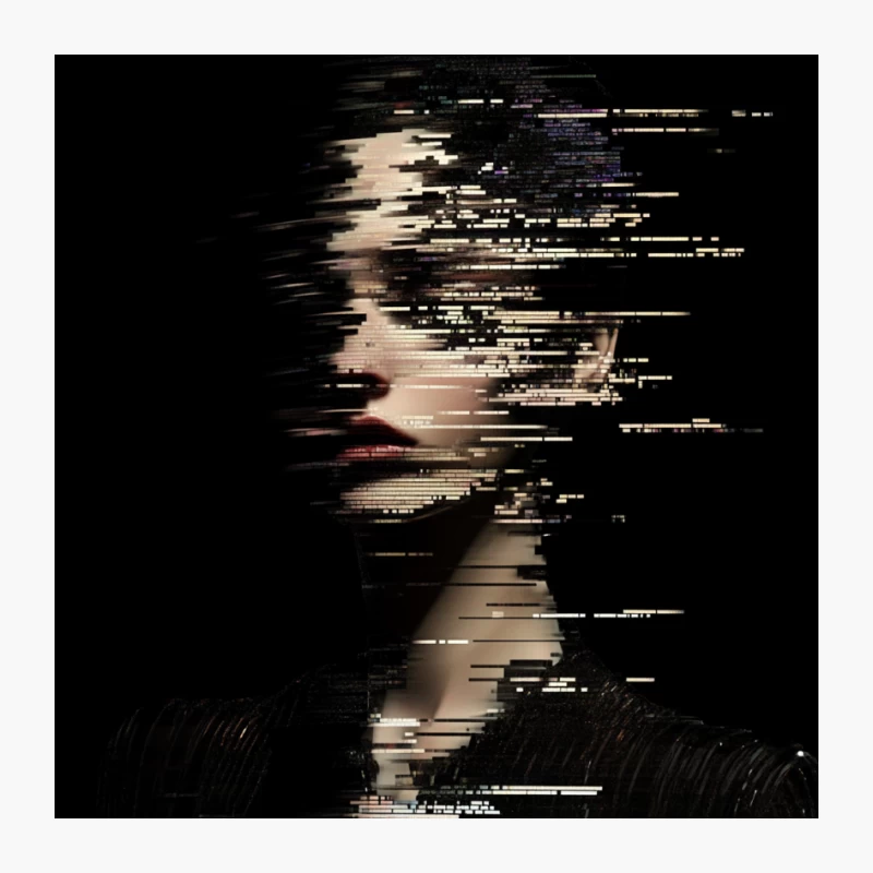 Fragmented Digital Portrait: A Glitch Art Mystery Pin