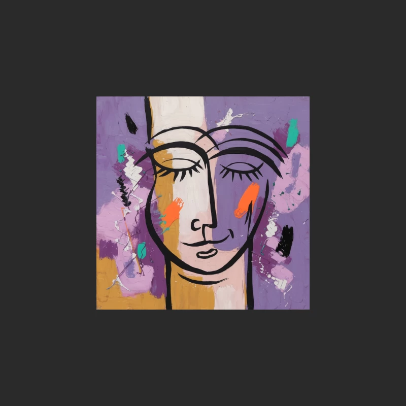 Colorful Cubist Portrait: Abstract Modern Face Baseball Cap