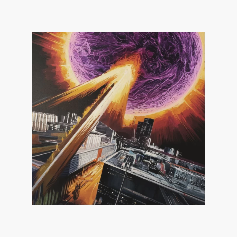 Apocalyptic Sci-Fi City Under Attack by Purple Planet Cotton Tote Bag