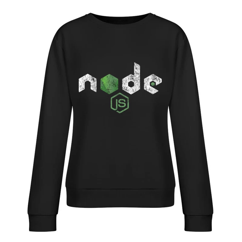 Node.js Programming Technology Logo with Distressed Effect Female Pullover Sweatshirt