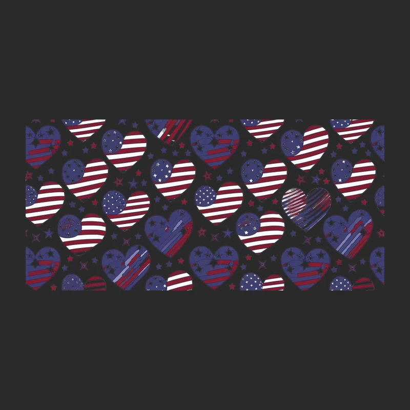 Patriotic American Flag Hearts Pattern Baseball Cap