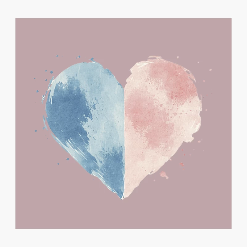 Pastel Watercolor Heart: Blue and Pink Romance Throw Pillow