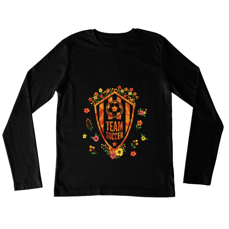 Florales Fußball-Design mit Blumenverzierung Damen Langarm T-Shirt