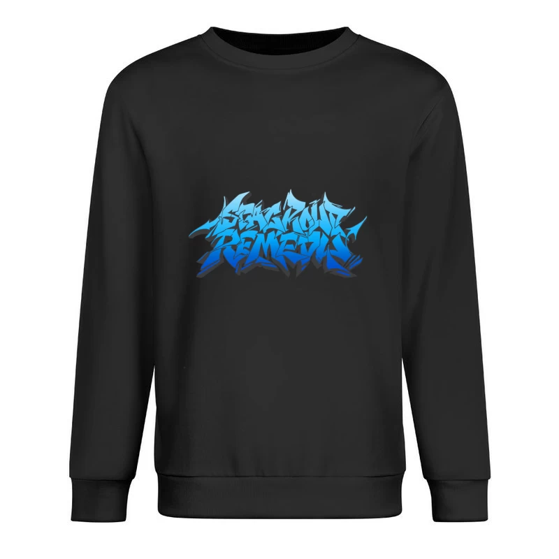 Graffiti-Stil-Design in Blau Herren Pullover Sweatshirt