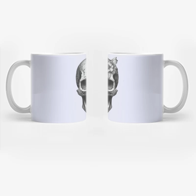 Intricate Floral Skull Design Coffee Mug