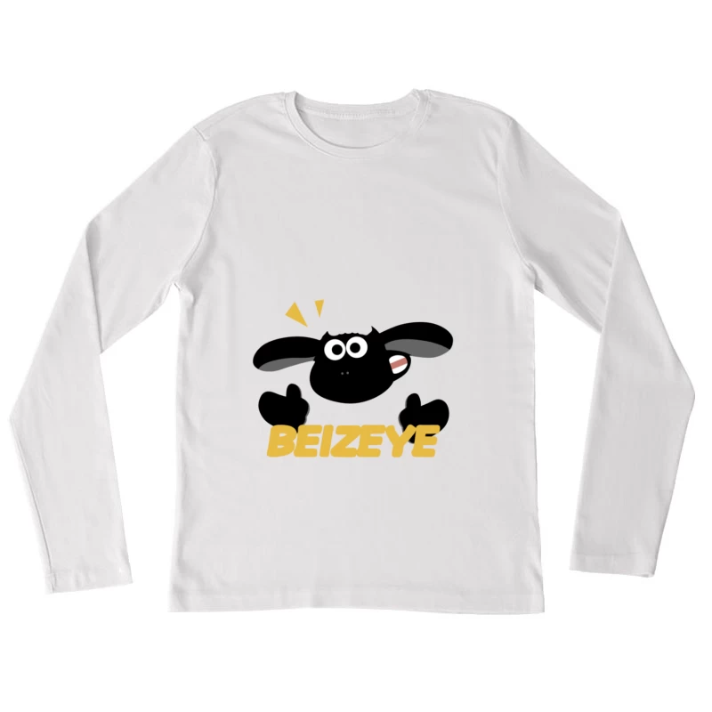 Schwarzes Schaf-Design mit Schriftzug Damen Langarm T-Shirt