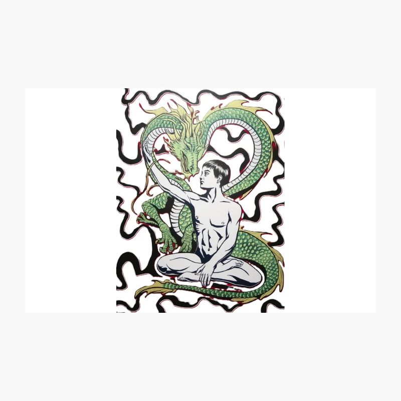 Symbolic Illustration: Dragon and Human in Yin-Yang Harmony Travel Mug