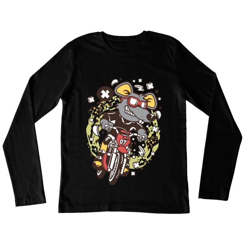 Souris intrépide sur une moto Femme Manches Longues T-Shirt