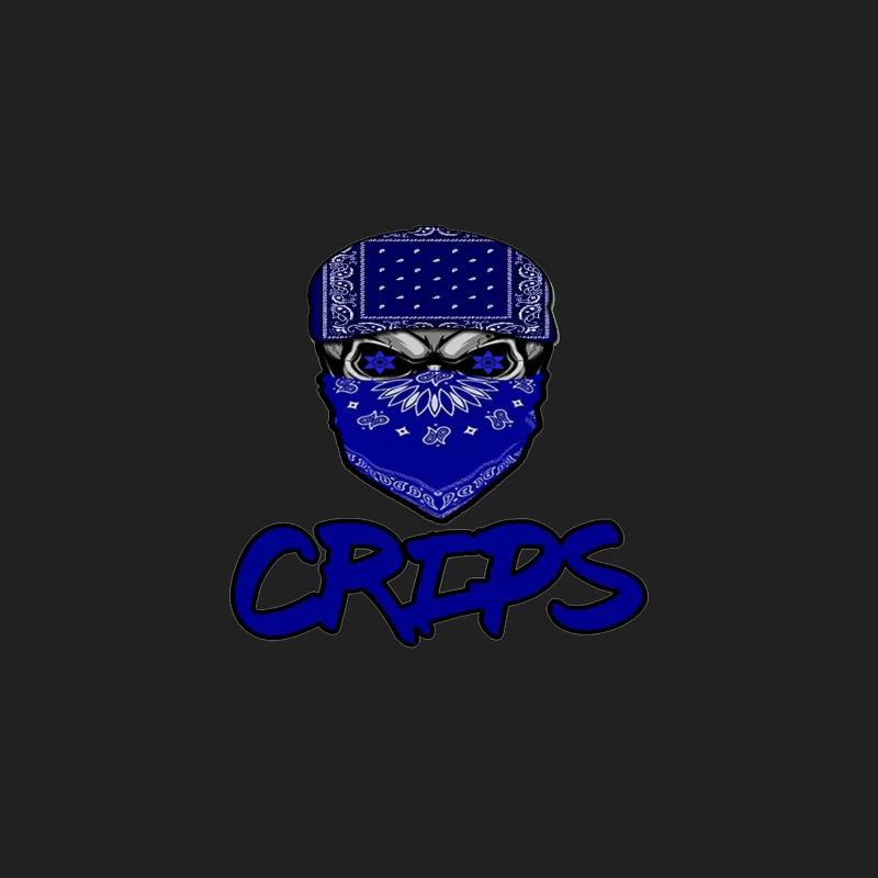 Blue Bandana Skull with Crips Gang Symbol Bucket Hat