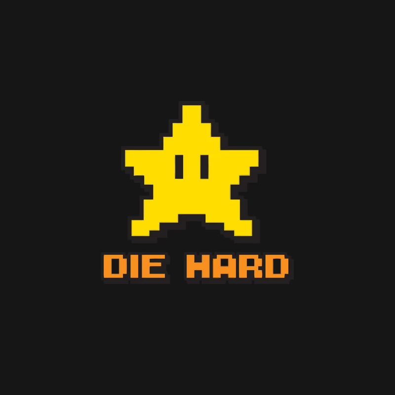 Retro Gaming Pixel Art Star with "Die Hard" Text Desk Mat