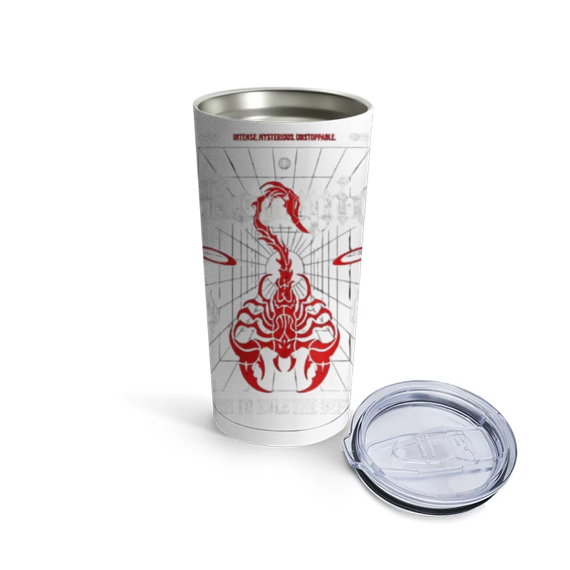 Red Mystical Scorpion with Geometric Pattern Travel Mug