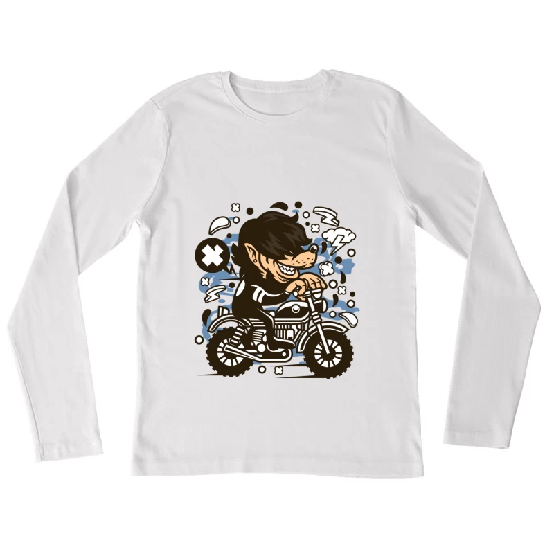 Motard cool sur moto rétro Femme Manches Longues T-Shirt