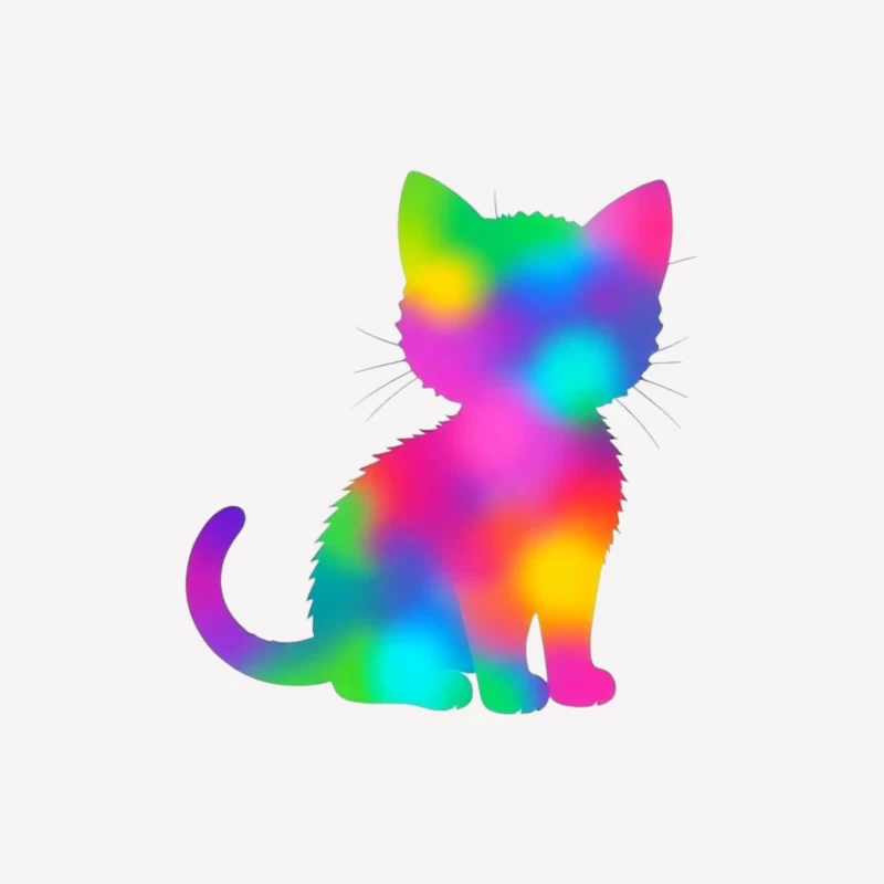 Rainbow Gradient Cat Silhouette Art Male T-Shirt