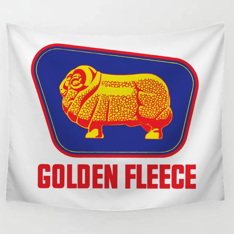 Vintage Golden Fleece Logo with Geometric Sheep Design Tapestry