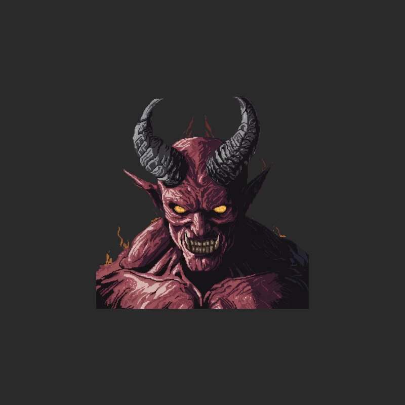 Demonic Red Devil with Horns: Evil Fantasy Creature Baseball Cap