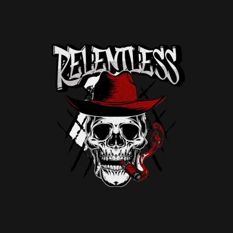 Relentless Schädel mit Hut und Zigarre Herren T-Shirt