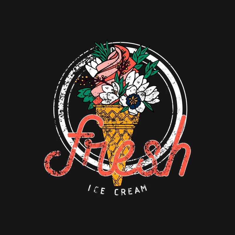 Illustration de cornet de glace avec fleurs Homme Manches Longues T-Shirt