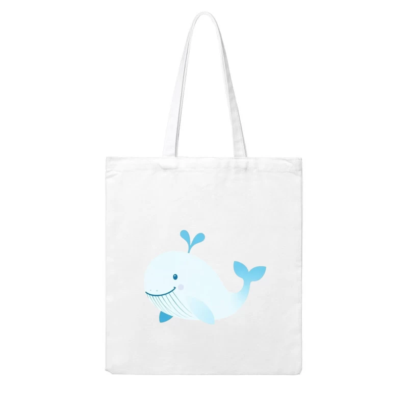 Cute Blue Cartoon Whale Illustration Cotton Tote Bag