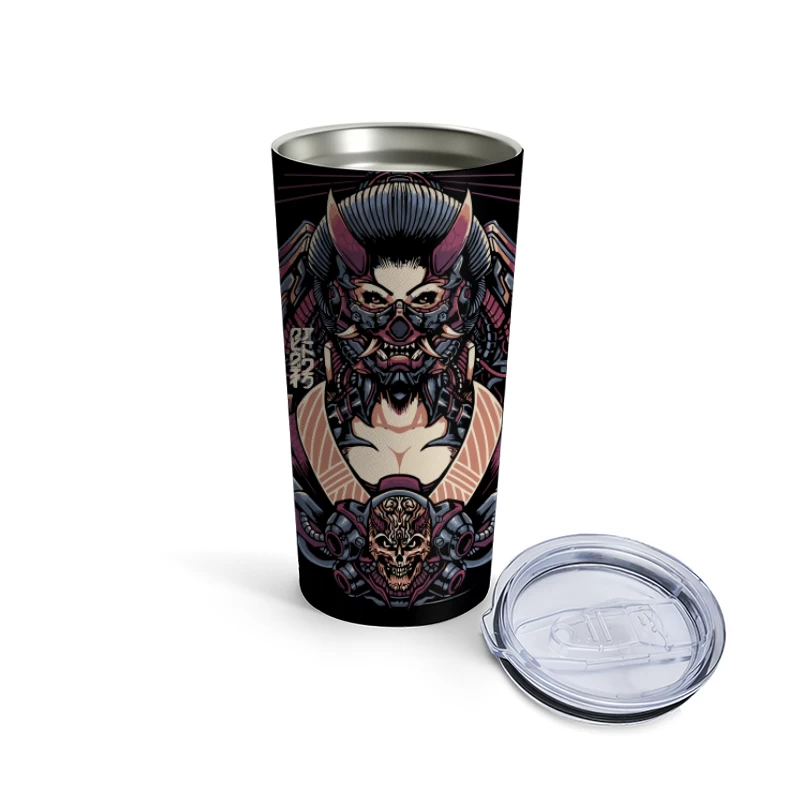 Cyberpunk Samurai Robotic Fantasy Art Travel Mug