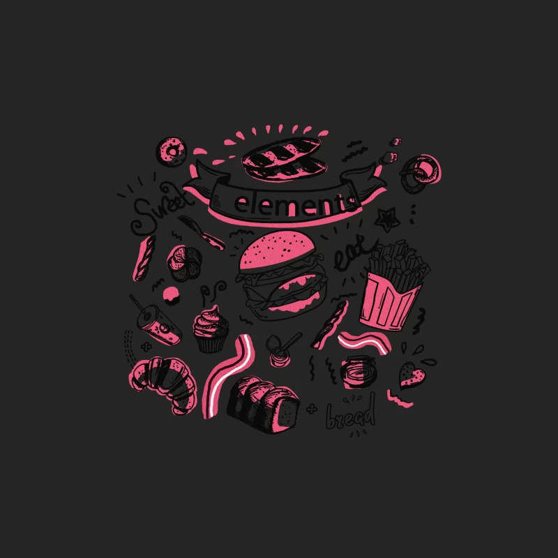 Fast Food und Süßigkeiten Illustration Herren Pullover Sweatshirt
