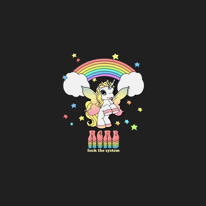 Cute Cartoon Unicorn with Rainbow and Anti-Establishment Message Bucket Hat