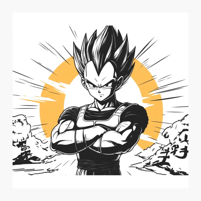 Fierce Vegeta: Iconic Dragon Ball Character with Spiky Hair Pin