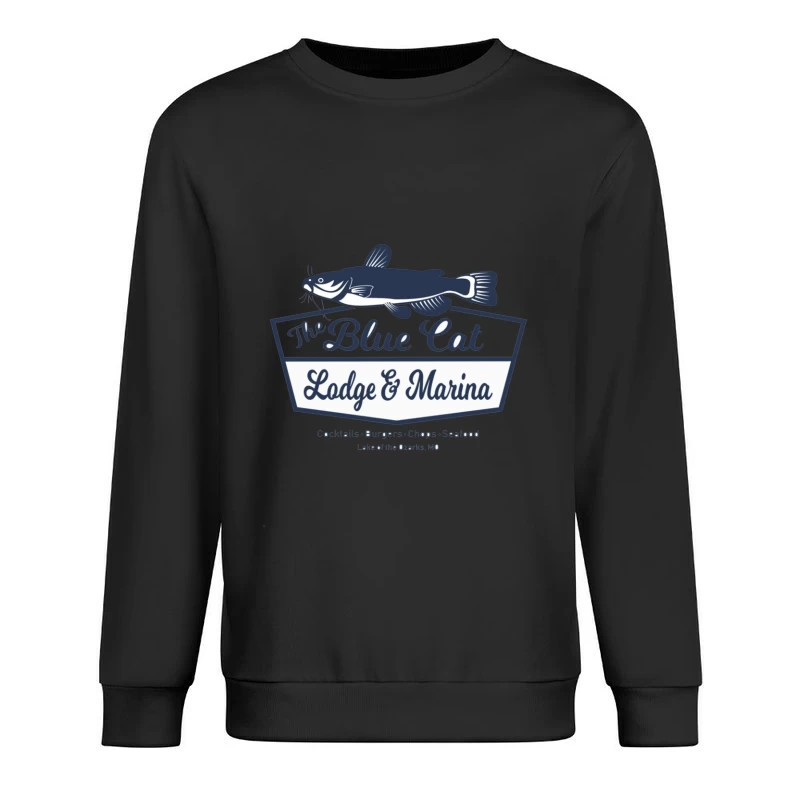 Blue Cat Lodge & Marina Restaurant Logo at Lake of the Ozarks Male Pullover Sweatshirt