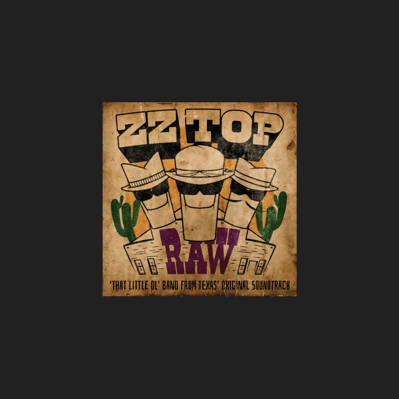 Vintage ZZ Top Raw Album Art with Western Desert Theme Bucket Hat