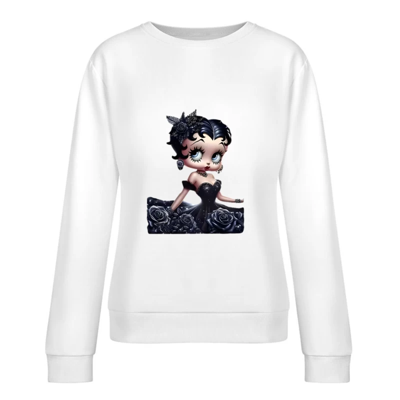 Mode noire avec fleurs et bijoux Femme Sweat-shirt à enfiler