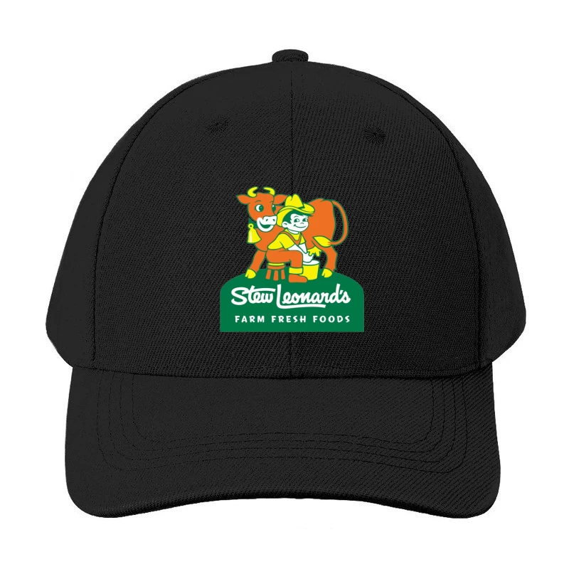 Stew Leonard's Vintage Farm Fresh Foods Logo with Cartoon Cow Baseball Cap