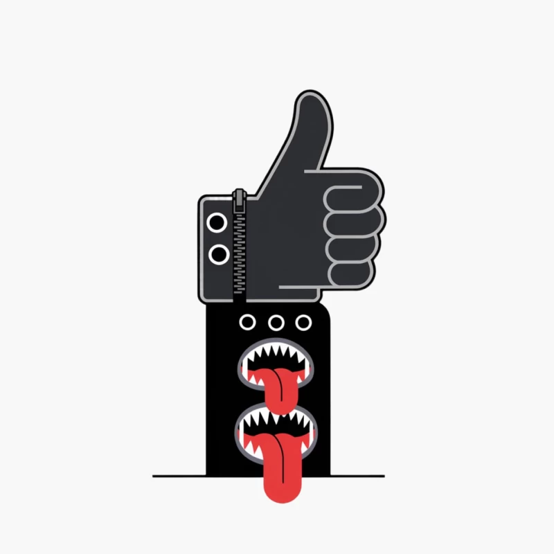 Creative Monster Thumbs Up Design with Protruding Tongues Cotton Tote Bag