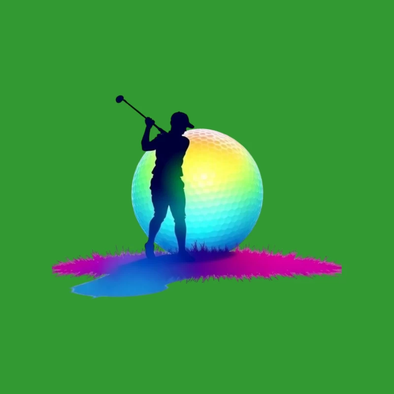 Colorful Golfer Silhouette with Rainbow Golf Ball Mouse Pad