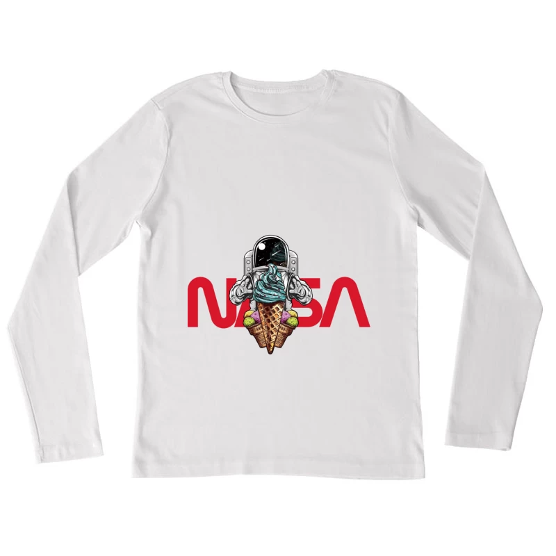 Astronaut mit Eis und NASA-Design Damen Langarm T-Shirt