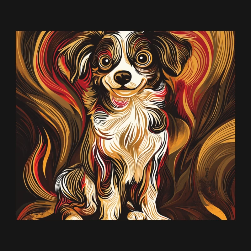 Stylized Artistic Illustration of Adorable Papillon Dog Mouse Pad