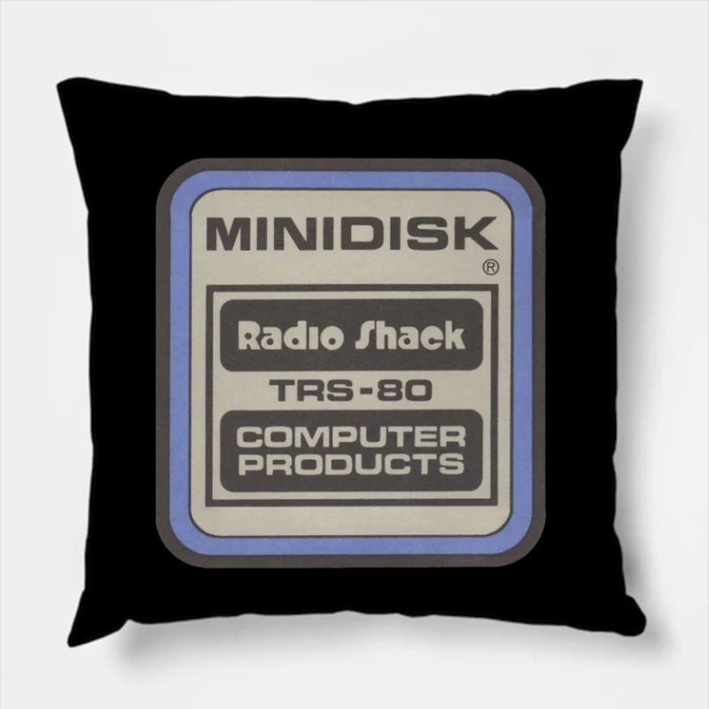 Vintage Radio Shack TRS-80 Minidisk Computer Products Label Throw Pillow