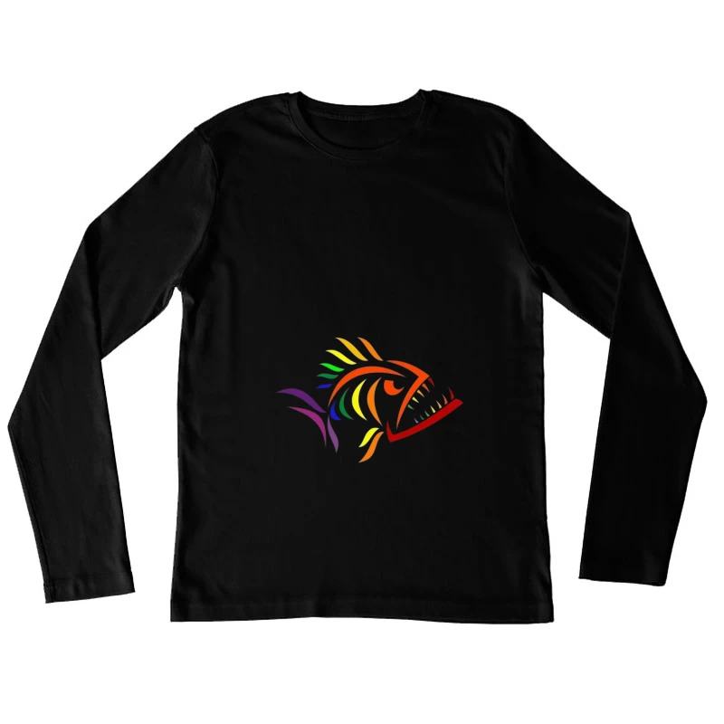 Colorful Artistic Fish Illustration Female Long Sleeve T-Shirt