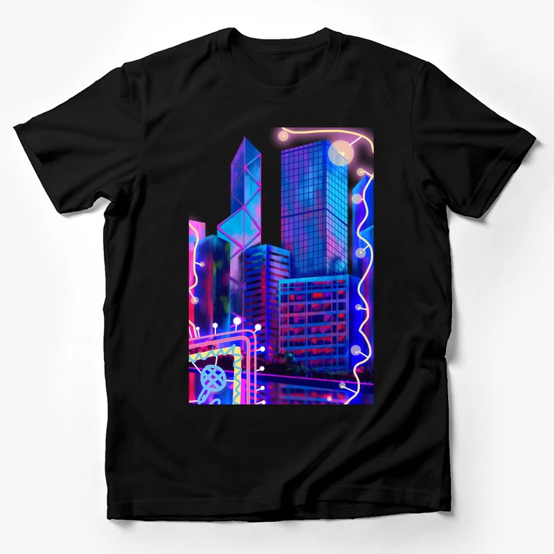 Neon Skyline Kunst Herren T-Shirt