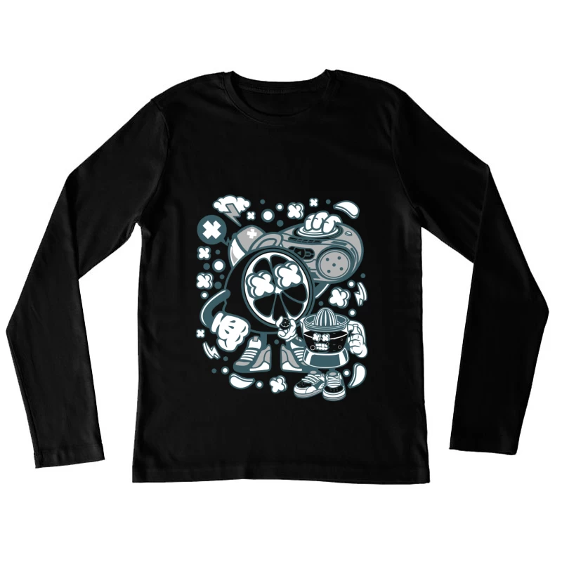 Design Énergique aux Agrumes et Musique Femme Manches Longues T-Shirt