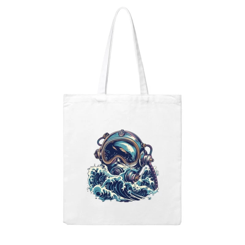 Vintage Deep Sea Diver Illustration Cotton Tote Bag