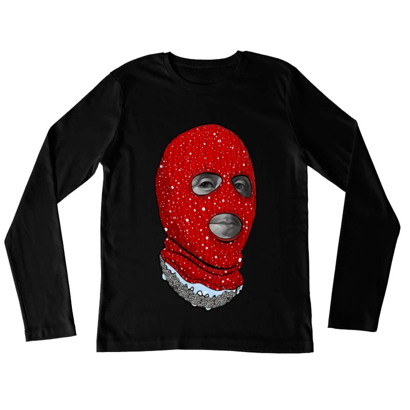 Rotes Skimützenporträt Damen Langarm T-Shirt