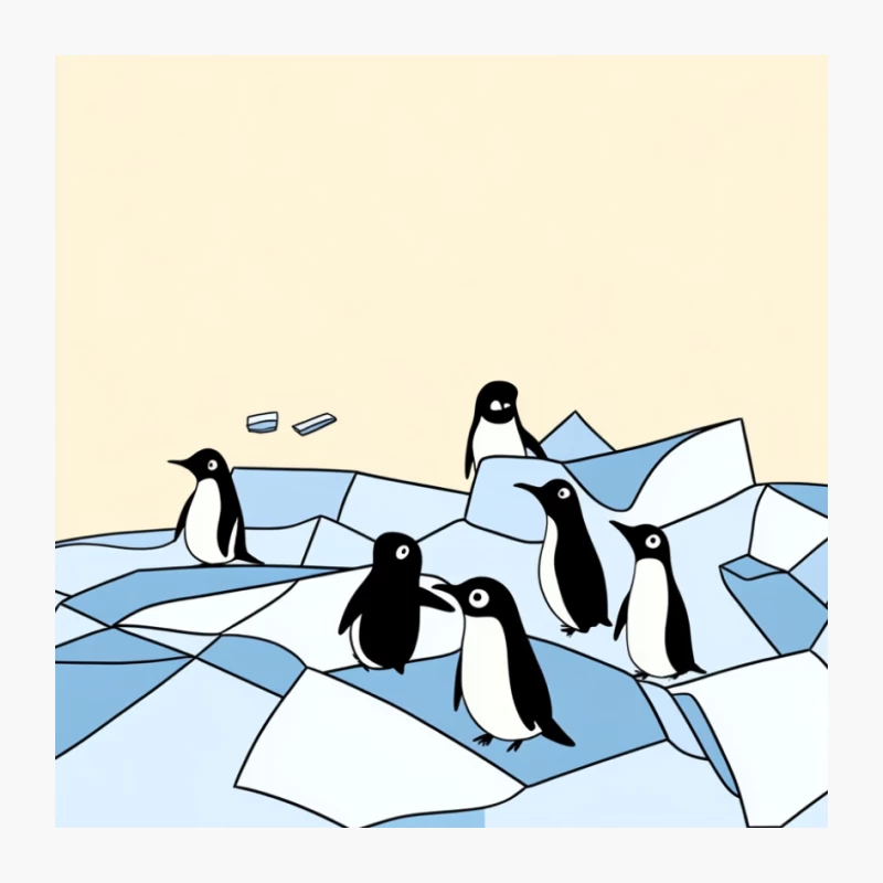 Playful Penguins on Ice with Origami Boat Pin