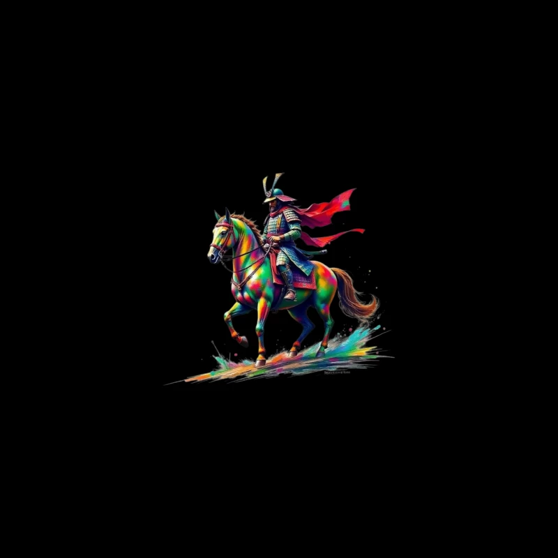 Colorful Samurai Warrior on Horse iPhone Case