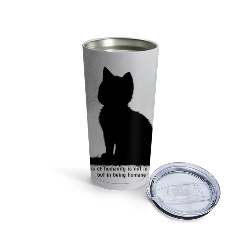 Black Cat Silhouette with Humane Message Travel Mug