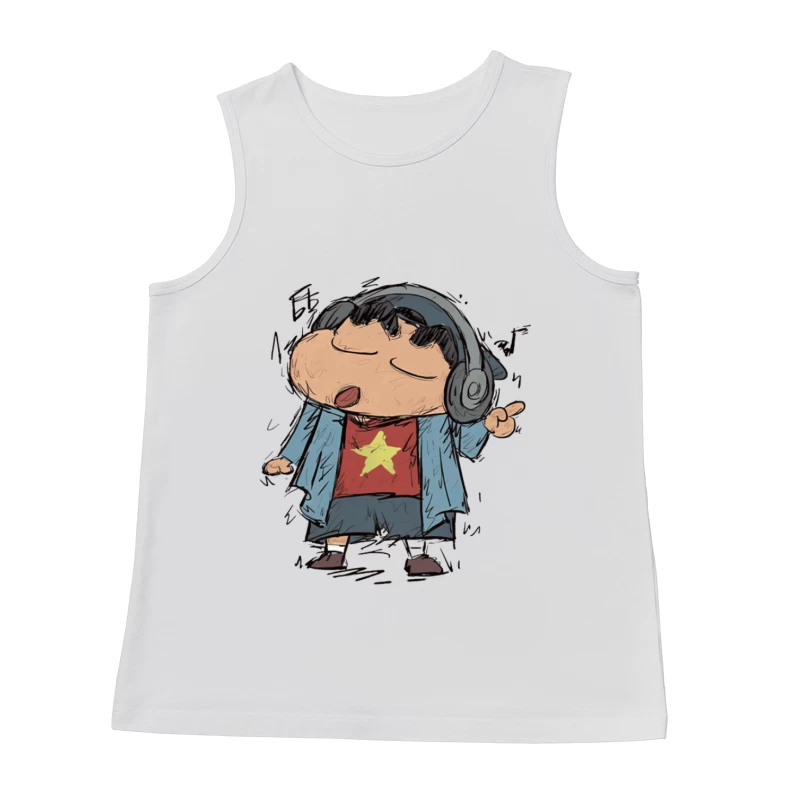 Kind hört Musik mit Kopfhörern Herren Tanktops