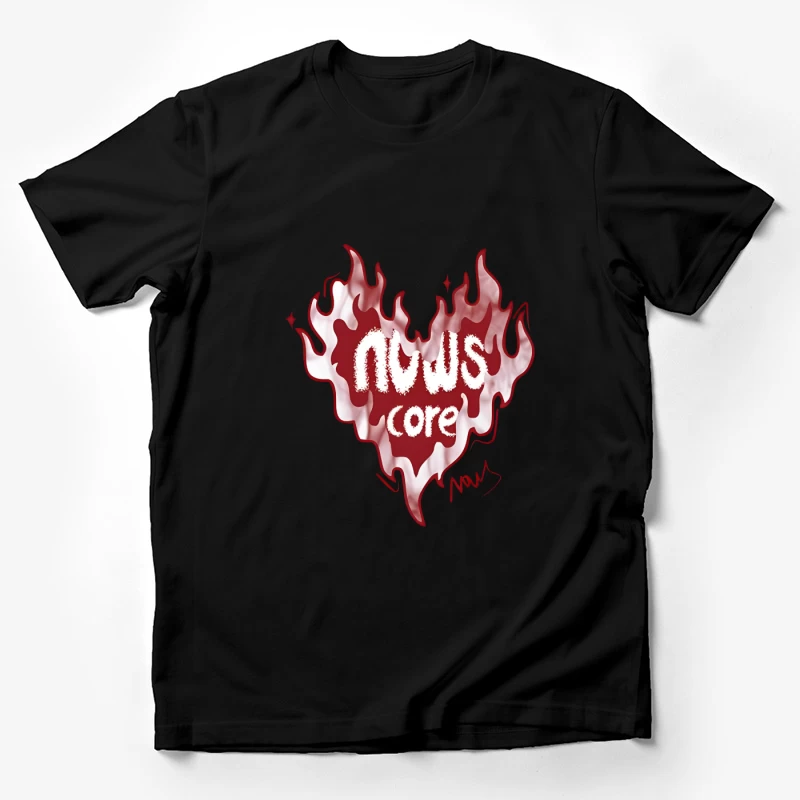 Flammendes Herzdesign mit Text Herren T-Shirt