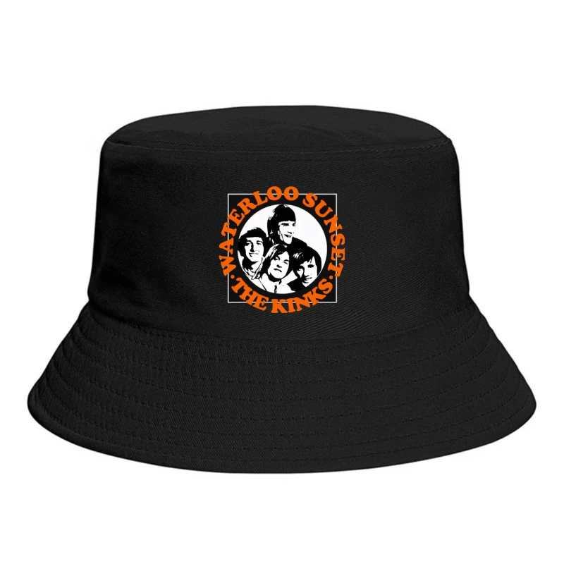 Vintage The Kinks Band Album Cover with Orange Text Bucket Hat