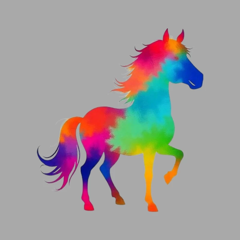 Colorful horse Silhouette Male Pullover Hoodie